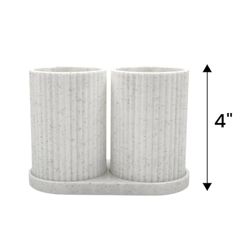Image of Plastic Tooth Brush Holder Bathroom, Brush Holder for Bathroom Organizer, Toothbrush Holder Stand, Brush Stand, Comb Holder, Hostel Essentials for Girls College, Toothpaste Holder (Marble)