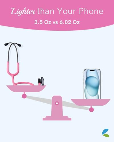 Image of FriCARE Dual Head Stethoscope - Stethoscopes for Nurses, Medical Nursing Students, Paramedics /EMT /LVN /VNA Backup Estetoscopio, Bright Pink Tube, Matte Black Finish Chestpiece