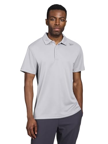 Reebok Poseidon Men's Short Sleeve Polo Shirt, Sleet, Large