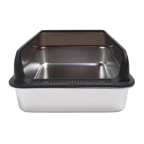 Arenero para gato de acero inoxidable con tapa negro miniatura 6