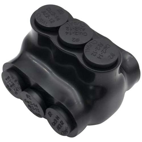 2-14 AWG Insulated 3 Port Inline Splice Connector Black Wire Connectors,Allen Hex 5/32" Insulated Cable Connectors Pre-Loaded Oxide Inhibitors,UL Listed(1pcs)