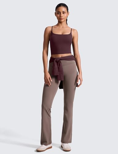 Image of CRZ YOGA Butterlift Scoop Neck Crop Tank Top | Medium Support, Removable Pads, Yoga, Buttery Soft, Adjustable U Back, Longline Sports Bras for Women