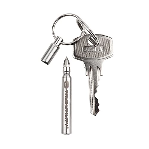 Telepen Key Chain Telescopic Pen: Stainless Steel Black Ball Point Pen; Quick Pull Release Mechanism From The Cap; 3 Pen Refills; Cool Edc Key Ring Attachment; Great Gift For That Special Someone #TOP1