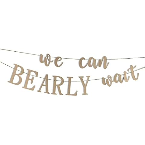 We Can Bearly Wait Baby Shower Decorations Teddy Bear Baby Shower Banner Sign Gender Reveal Neutral Party Garland Nursery Decoration Photo Props (Kraft) Cover