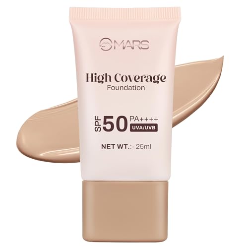 Image of MARS SPF50 PA++++ High Coverage Foundation (25ml) (06-HONEY TAN) | Blemish Free & Blendable Makeup | For All Skin Type | IN-VIVO Tested with 5 Star UVA+UVB Protection Boost Rating