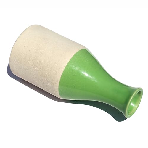 Image of Pure Source India Handcrafted Light Green Ceramic Bottle-Shaped Flower Vase (8 Inches) for Home Decor, Living Room, Gifting, Decorative Small Vase (Flower NOT Included)