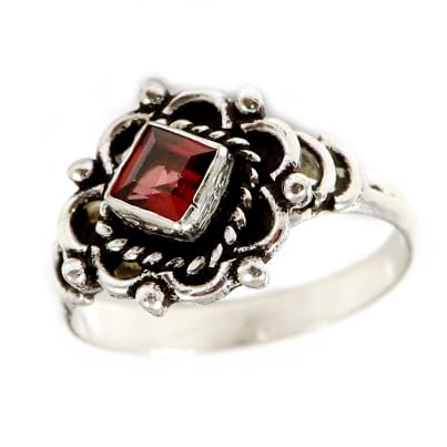 JEWELSTREZORO Garnet Faceted Gemstone Silver Plated Meditation Ring Men And Women All Size Handmade Jewelry TSR171A_P 1/2