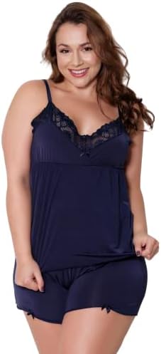 Baby Doll Plus Size W1186 Short Doll Pijama Camisola (Azul Marinho