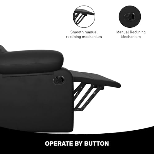 Image of Amazon Brand - Solimo Lotus Single Seater | Premium Leatherette | Manual Recliner | Black