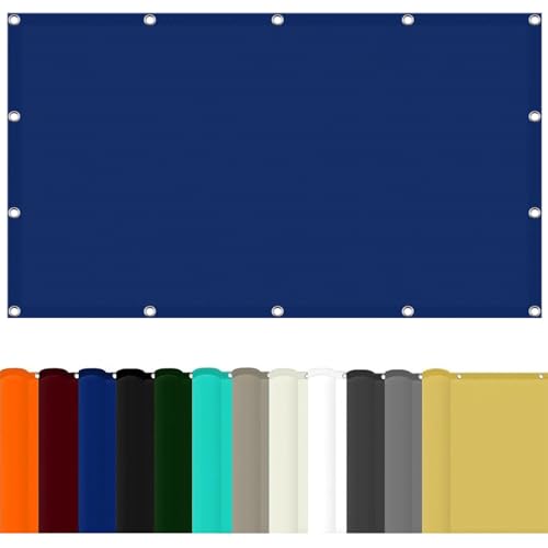 Rechteckig Sonnensegel 1.2 x 2.8 m Reißfest Wetterfest Sonnenschutz Wasserabweisend Sonnenschirm mit Ösen Und Befestigungsseile für Garten Terrasse Camping, Blau