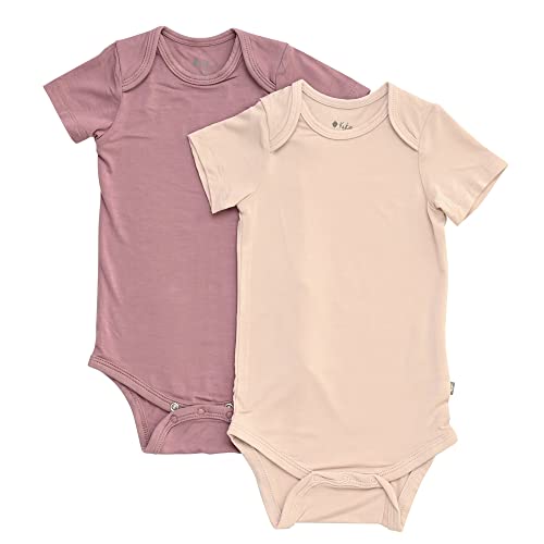 Image of KYTE BABY Unisex Bodysuits, 2-Pack Short Sleeve Baby Bodysuits, 97% Rayon made from Bamboo, 3% Spandex (6-12 Months, Blush+Mulberry)