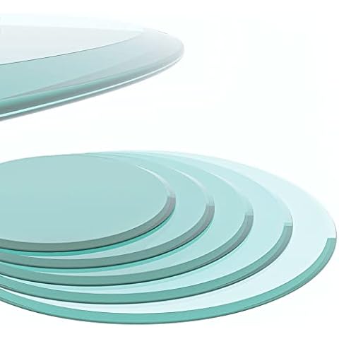 ODUSE-DAILY 32" inch Round Glass Table Top - Tempered Glass, 1/2" Thickness, Beveled Polished Edge Cover
