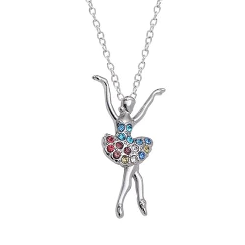 TSUOUKL Collier avec Pendentif en forme de Ballerine Tutu, Collier Pendentif Danseuse Ballet Filles Zircon Charme Surprise Danse Ballerine Cadeau de bijoux...