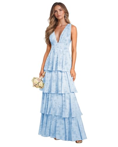 AKLASU Tiered Ruffle Bridesmaid Dresses 2026 Long...