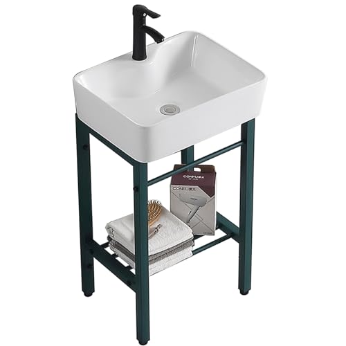 Soporte para Fregadero de Cocina de Acero Inoxidable, Lavabo de cerámica para lavadero, con Orificio de desbordamiento de Grifo, Accesorios adecuados para baño, habitació
