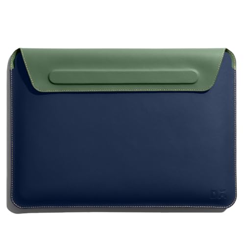 Image of DailyObjects Snap On Envelope Sleeve for MacBook Pro 16 Inch | Solid Space Blue Lightweight Faux Leather for Laptops & iPads | Flip Top Magnetic Closure | Sleek Design Durable & Water Resistant