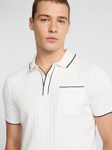 EXPRESS Men’s Sweater Polo – Modern Prep Short Sleeve Cotton Knit with Tipped Collar, Casual Workwear4
