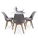 Conjunto de Comedor Tower White 100 New Day Mesa Redonda lacada en Blanco de 100 cm y 4 sillas New Day Tela (Gris Claro)