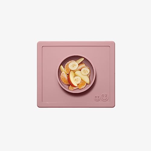 Image of ezpz Happy Bowl - 100% Food Grade Silicone Suction Bowl with Built-in Placemat for Toddlers + Preschoolers Promotes Baby Self-Feeding, Non-Slip, BPA Toxic Free, Microwave Safe - 24months+ (Blush)