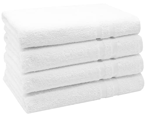 Preisvergleich Produktbild ZOLLNER 4er Set Duschhandtücher, Handtücher, 70x140 cm, Baumwolle, weiß