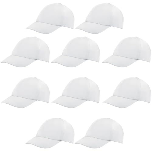 Casquette de baseball enfant blanche en lot de 10 pour activités créatives et loisirs