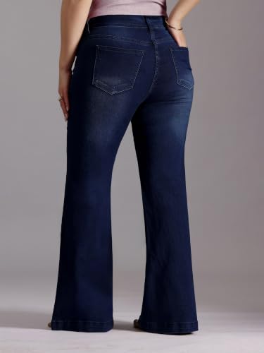 Image of Miss Chase A+ Women's Wide-Leg High Rise Regular-Length Stretchable Denim Jeans