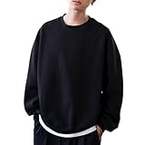 [ウィゴー] WEB限定 裏起毛 無地 BIG パーカー トレーナー プルオーバー スウェット 服 トップス ルームウェア 部屋着 大きいサイズ ギフト プレゼント 冬服 秋服 メンズ L クルーネック(裏起毛) ブラック