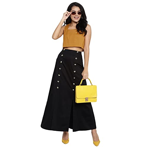 Image of DEEBACO Women's Regular Fit Cotton Pintuck Round Neck Solid Crop Top for Women Stylish Sleeveless One Piece Casual Girl Tops (White, Pink, Mustard)