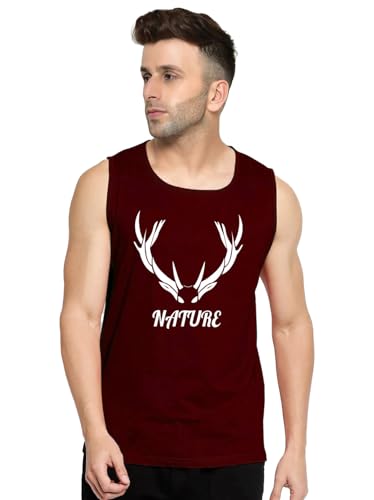 Image of Men's Sleeveless T-Shirt - 100% Pure Cotton, Nature Print - Comfortable Breathable Gym Tank Top