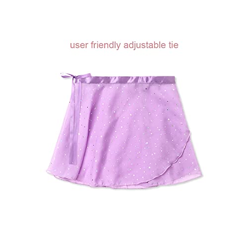 Image of EQSJIU Ballet Leotards for Girls with Removable Skirt Combo Tie Ruffle Sleeve Outfit