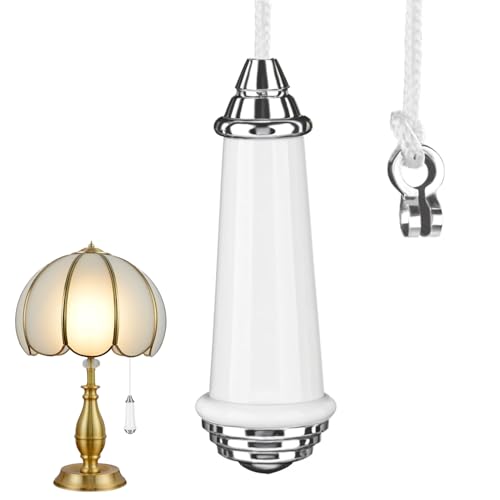 Image of Ceramic Bathroom Light Pull Cord – Decorative Pull Cord with Ceramic Handle, Easy to Install for Light Switch Control