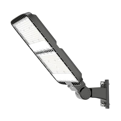 DEMILARE 300W LED Parking Lot Light Arm Mount with Dusk to Dawn Photocell 110V/120V Pole Flood Lights 5000K Street Light IP65 Waterproof Commercial Area Lighting for Parking Lot, Stadium, Driveways