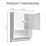 ChooChoo Medicine Cabinet, Bathroom Wall Cabinet, 2 Doors Over The Toilet Space Saver Storage Cabinet with Large Space, White - Image 3