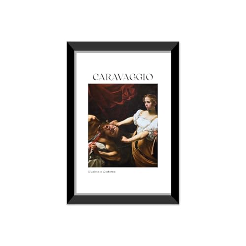 LABORATORIO 102 Quadro Caravaggio Giuditta e Oloferne (20x30 cm) Arte Contemporanea - Stampa Fotografica da Parete con Cornice inclusa - Poster Moderno Pronto da Appendere
