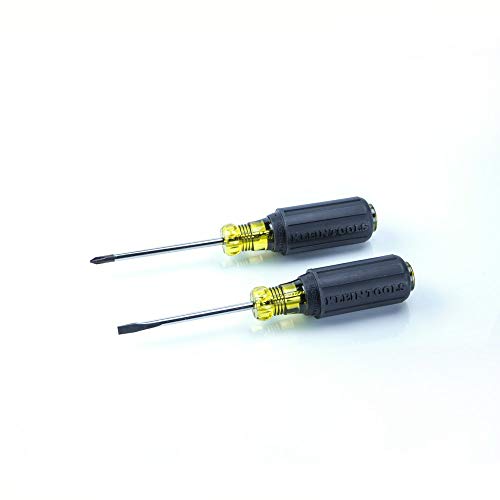 Klein Tools 85078 Screwdriver Set, 8 Piece All Purpose Screwdriver Kit has 4 Phillips and 4 Flat Head Tips, Cushion Grip, Precision Machined
