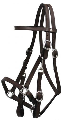 Leather Halter Bridle Combination w/ 7' Leather Split Reins