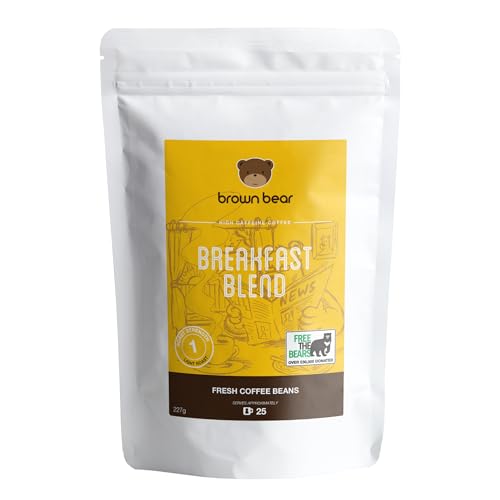 Light Roast Coffee Beans 227g - Brown Bear Breakfast Blend - Donation to Free The Bears - For All Coffee Machines - 100% Arabica