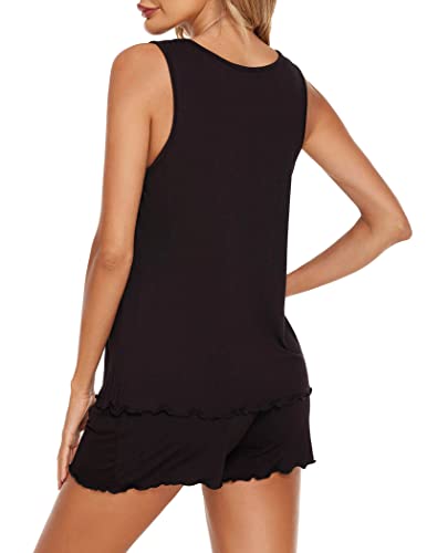 Ekouaer Womens Pajama Sets Viscose from Bamboo Tank Top and Shorts Pj Set 2 Piece Soft Sleeveless Lounge Set2