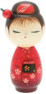 Modern Japanese Kokeshi Doll HANADAYORI: A Girl in Red Kimono | Usaburo | Collectible Figurines | Crafts