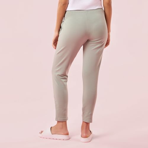 Image of Enamor Mid Rise Ankle Length Drawstring Relax Pants for Women - Slim Fit, Stretch French Terry - E060