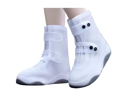 MZSKLW Cubre Zapatos Impermeable Waterproof Shoe Covers Silicone Unisex Rain Boot Thickened Wear-Resistant(WHITE,XXL)
