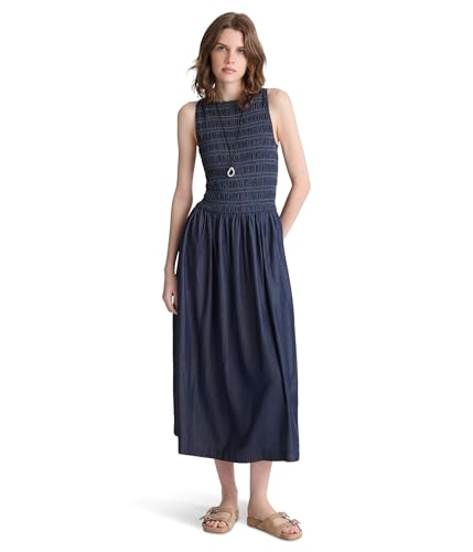 Madewell Womens Denim Smocked Boatneck Maxi Dress Carrigan Wash Medium