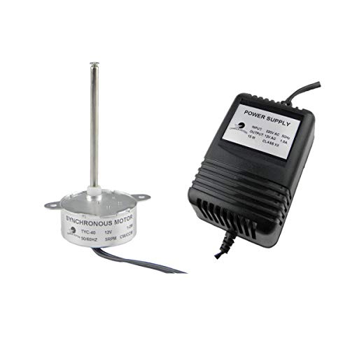 Moteur synchrone TYC40 12V AC 5RPM avec transformateur 220V et axe 74mm