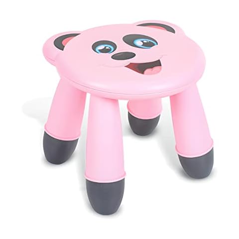 Secenart - Toddler Stool , Shower Tools To Sit On , Plastic Children's Play House Stool Indoor/Outdoor Ages 3-6 Years , Panda Kids Stool , Step Stool Kids , (PINK) Cover