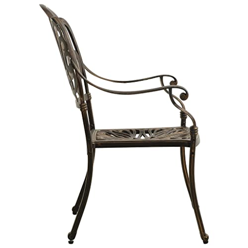 QJBSAVVA Patio Chairs Set of 2 Cast Aluminum Bronze Outdoor Dining Chairs Weather-Resistant Lounge Chairs with Elegant Design for Patio Garden Lawn and Outdoor Furniture - Thumbnail 5