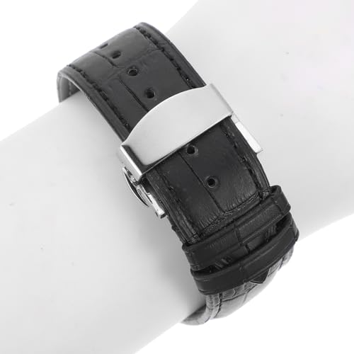 Correa de reloj de cuero negro DOITOOL con cierre tipo ala y facil instalacion 5