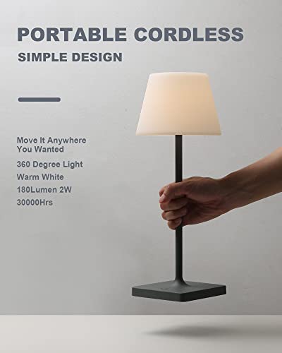 Weilailux Outdoor Battery Operated Table Lamp Waterproof, 4000Mah Cordless Table Lamp Rechargeable, Touch Dimmable Desk Lamp, Led Night Light For Patio Camping Restaurant Home, H15In, Grey #TOP1