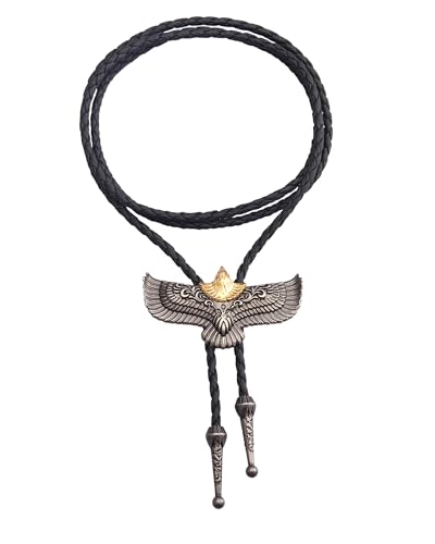 Image of GelConnie Native American Bolo Tie Rodeo Cowboy Leather Necktie Western Necklace Costume Accessories for Men,Women