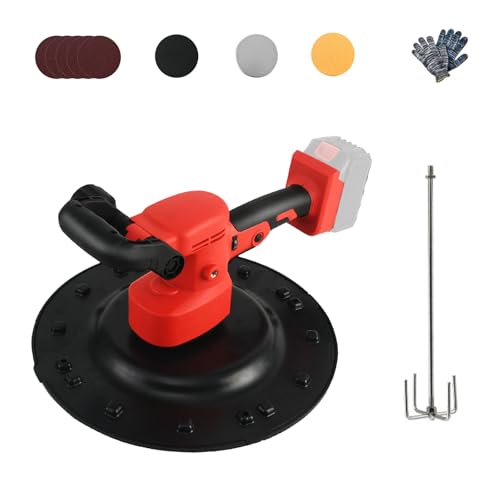 2 in 1 Cordless Wall Smoothing Machine and Concrete Mixer, Brushless Tool with 4 Trowel Discs and Mixing Rod, 6 Speeds, 40–300RPM, Compatible with Ma-Kita Battery