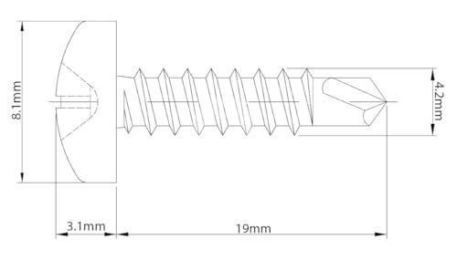 4.2mm x 19mm Black Self Drilling Pan Head Screws Steel Self Tapping Screws for Metal Sheets Roofing Windows (Pack of 50) X04D - Image 2